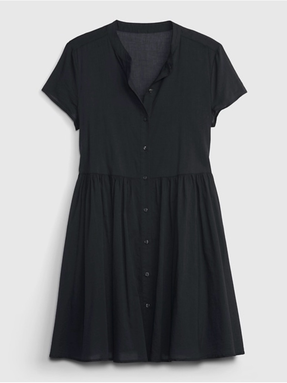 GAP Button-Front Empire Waist Short Sleeve Black Dress